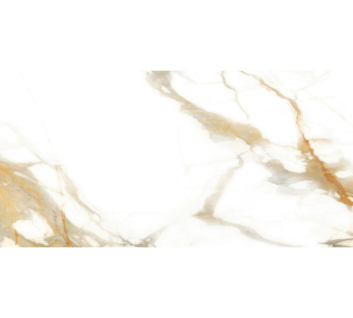 Керамогранит Alma Ceramica GFA114CLR04L Calacatta Oro 114x57 бежевый / белый лаппатированный под мрамор