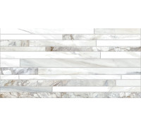 Настенная плитка Alma Ceramica TWU09MRC017 Mercury 50x24.9 белая / серая глянцевая рельефная под полосы