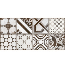Настенная плитка Alma Ceramica TWU2550BOH17 Boho 24.9x50 белая / коричневая глянцевая / рельефная пэчворк / с орнаментом
