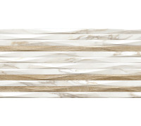 Настенная плитка Alma Ceramica TWU2550EPH14 Euphoria 24.9x50 белая / бежевая глянцевая / рельефная под мрамор / под дерево / полосы