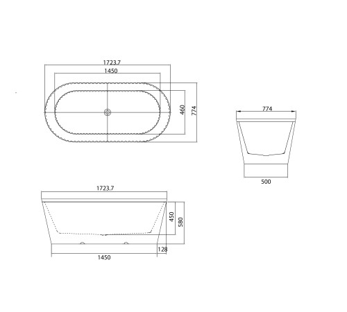 Ванна отдельностоящая Grossman Forta GR-27021M (170х75х58) цвет белый матовый