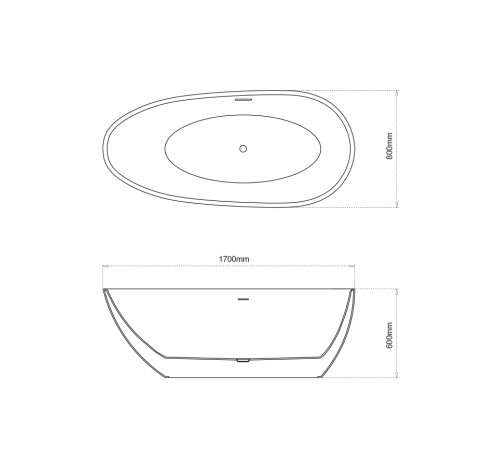 Ванна отдельностоящая Grossman Fly GR-1102MB (170х80х60) цвет черный/белый матовый