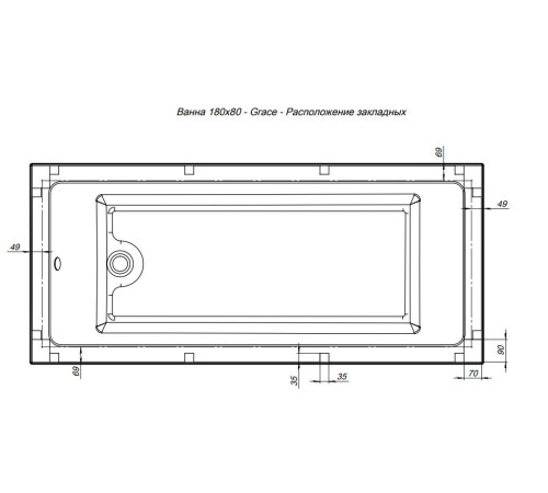 Акриловая ванна Aquanet Grace 180x80 (с каркасом)