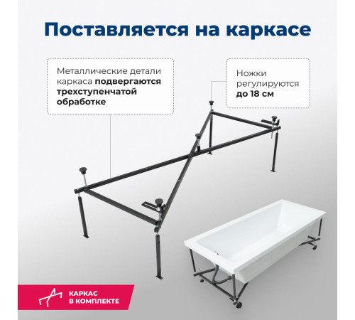 Акриловая ванна Aquanet Grace 180x80 (с каркасом)