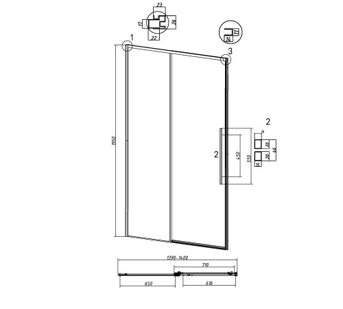 Дверь в нишу Grossman Galaxy 100.K33.01.140.10.00 (140х195) хром,стекло прозрачное,раздвижная