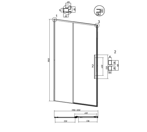 Дверь в нишу Grossman Galaxy 100.K33.01.120.10.02 (120х195) хром,стекло шиншилла,раздвижная