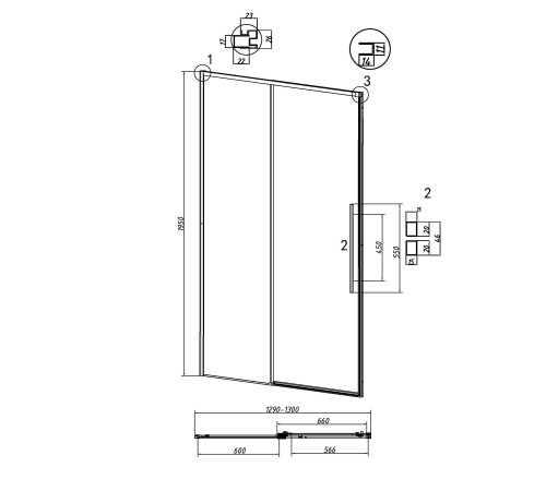 Дверь в нишу Grossman Galaxy 100.K33.01.130.10.02 (130х195) хром,стекло шиншилла,раздвижная