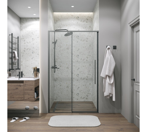 Дверь в нишу Grossman Galaxy 100.K33.01.130.42.00 (130х195) графит сатин,стекло прозрачное,раздвижная