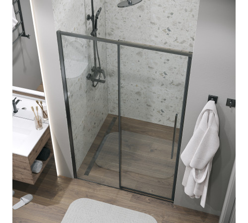 Дверь в нишу Grossman Galaxy 100.K33.01.130.42.00 (130х195) графит сатин,стекло прозрачное,раздвижная