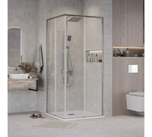 1/2 душевого ограждения Grossman Galaxy 1/2.K33.01.11.10.00 (110х195) хром,стекло прозрачное