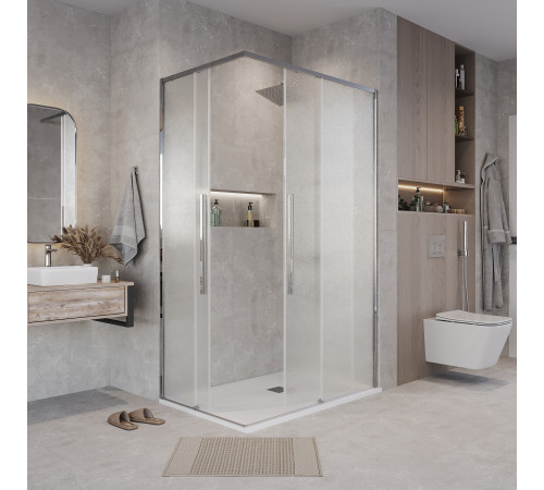 Душевое ограждение Grossman Galaxy 300.K33.01.9070.10.02 (90х70х195) прямоугольник,раздвижная,хром,стекло шиншилла