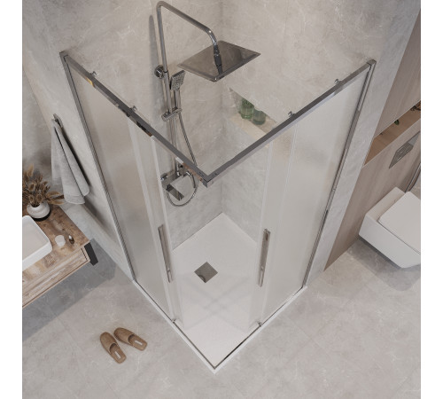 1/2 душевого ограждения Grossman Galaxy 1/2.K33.01.10L.10.02 (100*195) хром, стекло шиншилла