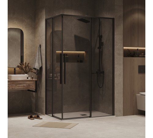 Душевое ограждение Grossman Galaxy 1/2.K33.01.10.21.10-1/2.K33.01.80.21.10 (100х80х195) раздвижная,черный матовый,стекло тонированное