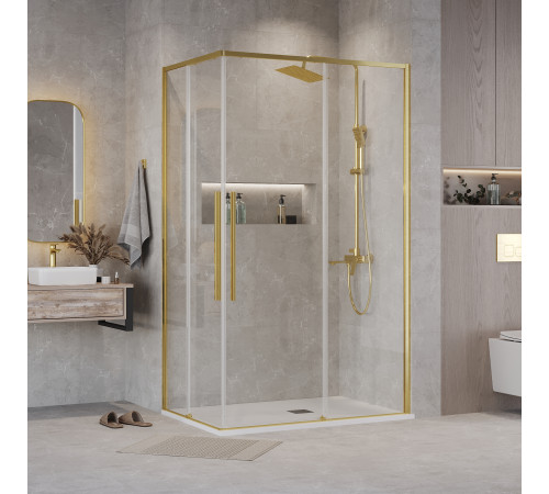 Душевое ограждение Grossman Galaxy 1/2.K33.01.12.32.00-1/2.K33.01.70.32.00 (120х70х195) раздвижная,золото сатин,стекло прозрачное