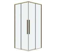 Душевое ограждение Grossman Galaxy 300.K33.01.1010.32.00 (100х100х195) квадрат,раздвижная,золото сатин,стекло прозрачное