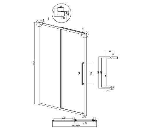 Дверь в нишу Grossman Cosmo 100.K33.02.120.10.02 (120х195) хром,стекло шиншилла,раздвижная