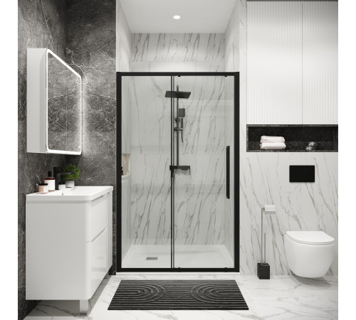 Дверь в нишу Grossman Cosmo 100.K33.02.110.21.00 (110х195) черный матовый,стекло прозрачное,раздвижная