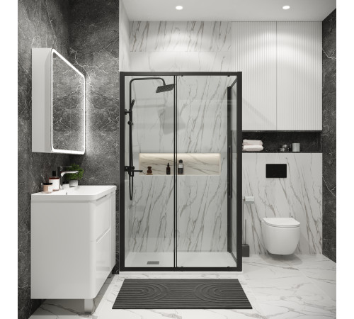 Боковая стенка Grossman Cosmo 200.K33.02.80.21.00 (80х195) черный матовый,стекло прозрачное