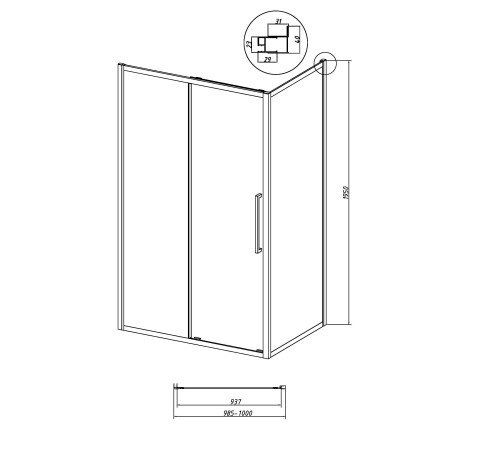 Боковая стенка Grossman Cosmo 200.K33.02.100.21.10 (100х195) черный матовый,стекло тонированное