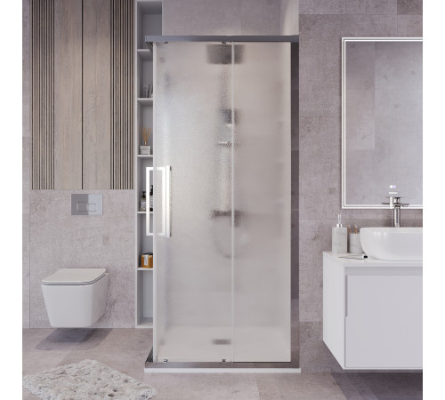 Душевое ограждение Grossman Cosmo 300.K33.02.1010.10.02 (100х100х195) квадрат,раздвижная,хром,стекло шиншилла