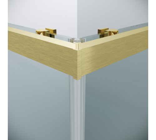 Душевое ограждение Grossman Cosmo 300.K33.02.8080.32.00 (80х80х195) квадрат,раздвижная,золото сатин,стекло прозрачное