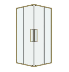 Душевое ограждение Grossman Cosmo 300.K33.02.8080.32.00 (80х80х195) квадрат,раздвижная,золото сатин,стекло прозрачное