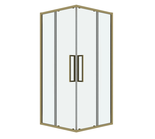 Душевое ограждение Grossman Cosmo 300.K33.02.8080.32.00 (80х80х195) квадрат,раздвижная,золото сатин,стекло прозрачное