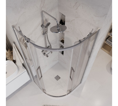 Душевое ограждение Grossman Cosmo 301.K33.02.9090.10.00 (90х90х195) четверть круга,раздвижная,хром,стекло прозрачное