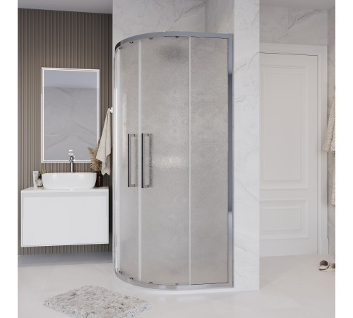 Душевое ограждение Grossman Cosmo 301.K33.02.8080.10.02 (80х80х195) четверть круга,раздвижная,хром,стекло шиншилла