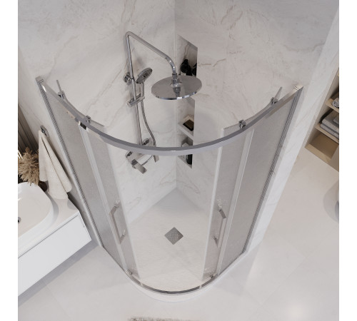 Душевое ограждение Grossman Cosmo 301.K33.02.8080.10.02 (80х80х195) четверть круга,раздвижная,хром,стекло шиншилла
