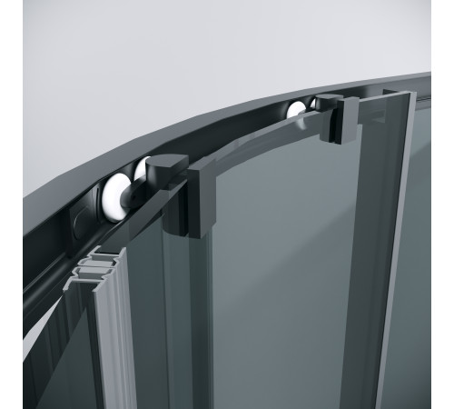 Душевое ограждение Grossman Cosmo 301.K33.02.8080.21.10 (80х80х195) четверть круга,раздвижная,черный матовый,стекло тонированное