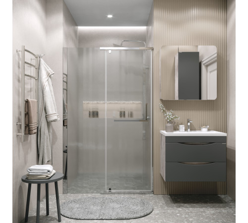 Дверь в нишу Grossman Pragma 100.K33.03.100.10.02 (100х195) хром,стекло шиншилла,распашная