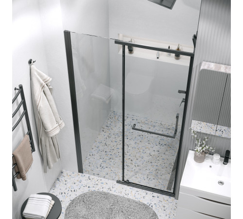 Дверь в нишу Grossman Pragma 100.K33.03.100.21.00 (100х195) черный матовый,стекло прозрачное,распашная