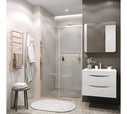 Дверь в нишу Grossman Pragma 100.K33.03.120.32.00 (120х195) золото сатин,стекло прозрачное,распашная