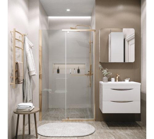 Дверь в нишу Grossman Pragma 100.K33.03.120.32.00 (120х195) золото сатин,стекло прозрачное,распашная