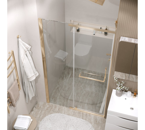 Дверь в нишу Grossman Pragma 100.K33.03.120.32.00 (120х195) золото сатин,стекло прозрачное,распашная