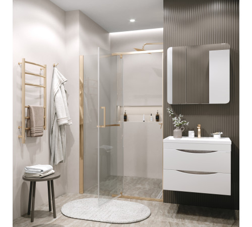 Дверь в нишу Grossman Pragma 100.K33.03.120.32.00 (120х195) золото сатин,стекло прозрачное,распашная