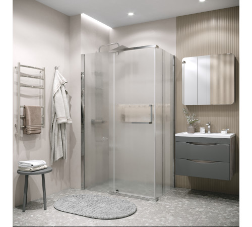 Душевое ограждение Grossman Pragma 100.K33.03.100.10.02-200.K33.03.90.10.02 (100х90х195) распашная(левая),хром,стекло шиншилла