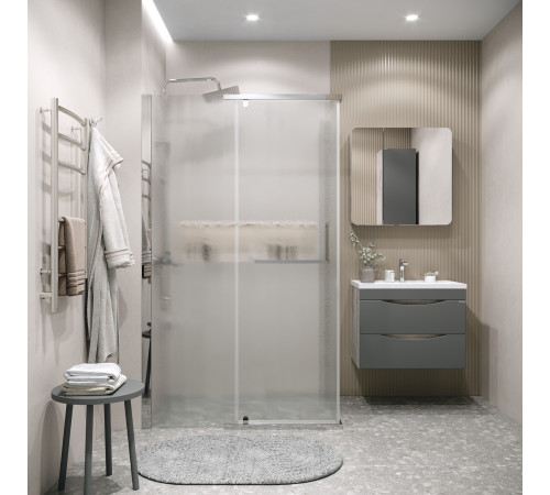 Душевое ограждение Grossman Pragma 100.K33.03.100.10.02-200.K33.03.90.10.02 (100х90х195) распашная(левая),хром,стекло шиншилла