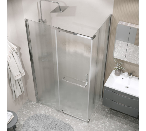 Душевое ограждение Grossman Pragma 100.K33.03.100.10.02-200.K33.03.90.10.02 (100х90х195) распашная(левая),хром,стекло шиншилла