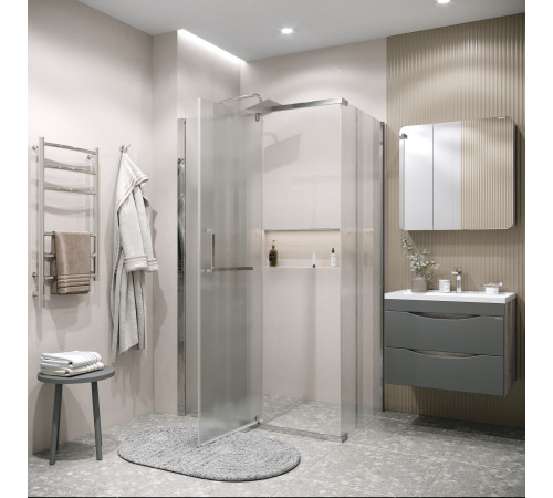 Душевое ограждение Grossman Pragma 100.K33.03.100.10.02-200.K33.03.90.10.02 (100х90х195) распашная(левая),хром,стекло шиншилла