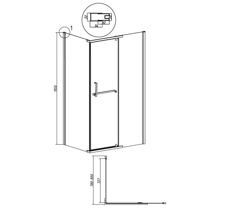 Боковая стенка Grossman Pragma 200.K33.03.80.32.00 (80х195) золото сатин,стекло прозрачное