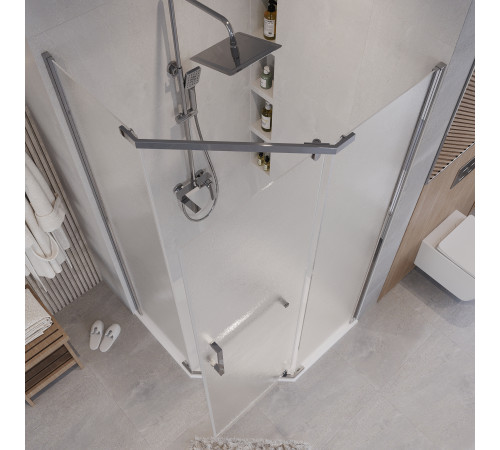Душевое ограждение Grossman Pragma 302.K33.03.9090.10.02 (90х90х195) трапеция,распашная,хром,стекло шиншилла