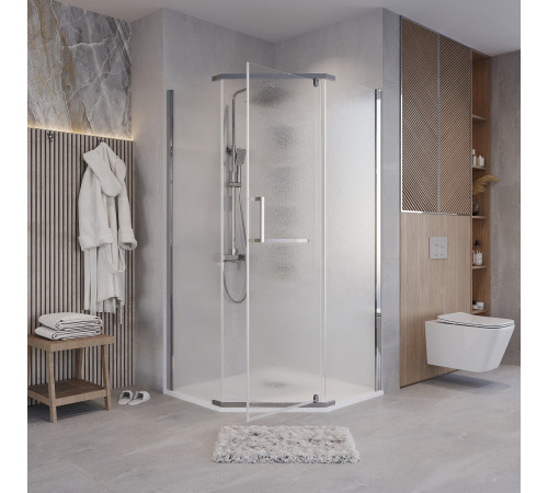 Душевое ограждение Grossman Pragma 302.K33.03.9090.10.02 (90х90х195) трапеция,распашная,хром,стекло шиншилла