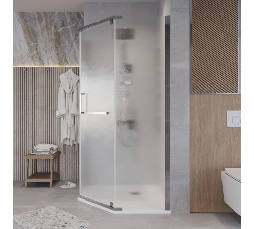 Душевое ограждение Grossman Pragma 302.K33.03.9090.10.02 (90х90х195) трапеция,распашная,хром,стекло шиншилла