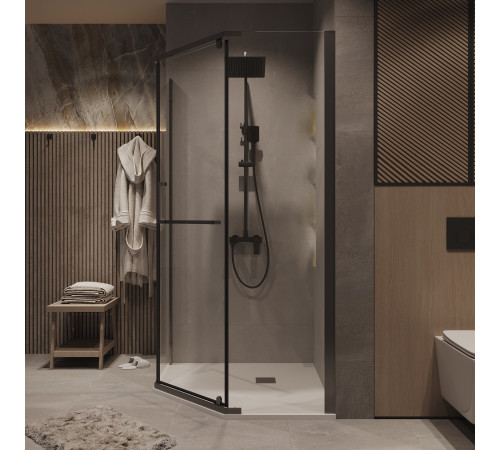 Душевое ограждение Grossman Pragma 302.K33.03.9090.42.00 (90х90х195) трапеция,распашная,графит сатин,стекло прозрачное