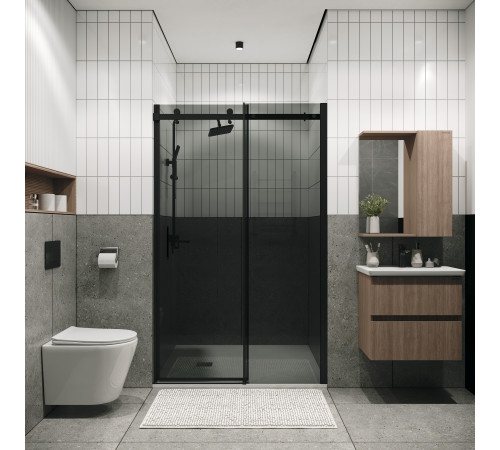 Дверь в нишу Grossman Classic 100.K33.04.110.21.10 (110х195) черный матовый,стекло тонированное,раздвижная