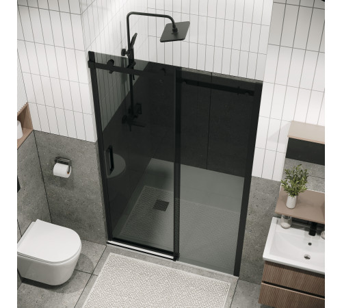 Дверь в нишу Grossman Classic 100.K33.04.110.21.10 (110х195) черный матовый,стекло тонированное,раздвижная