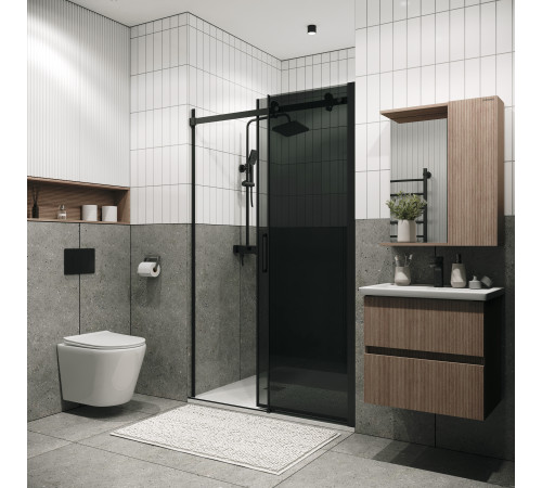 Дверь в нишу Grossman Classic 100.K33.04.110.21.10 (110х195) черный матовый,стекло тонированное,раздвижная