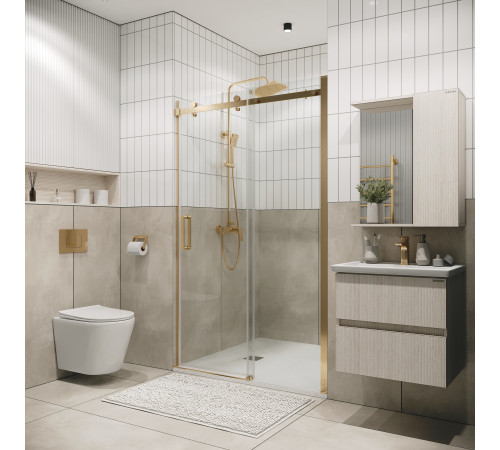 Дверь в нишу Grossman Classic 100.K33.04.110.32.00 (110х195) золото сатин,стекло прозрачное,раздвижная